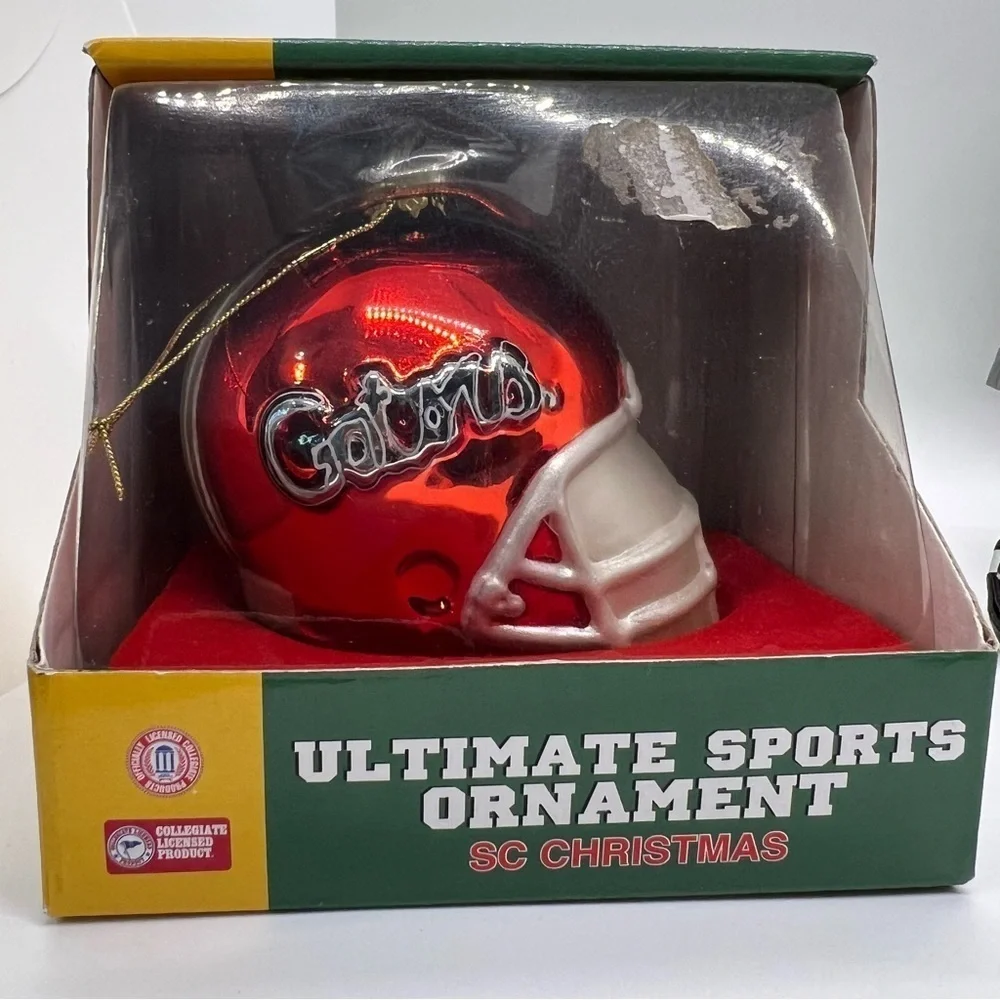 Florida Gators Christmas Ornaments Lot, 2 Ceramic Mascots, 1 Helmet SEC NCAA NIB